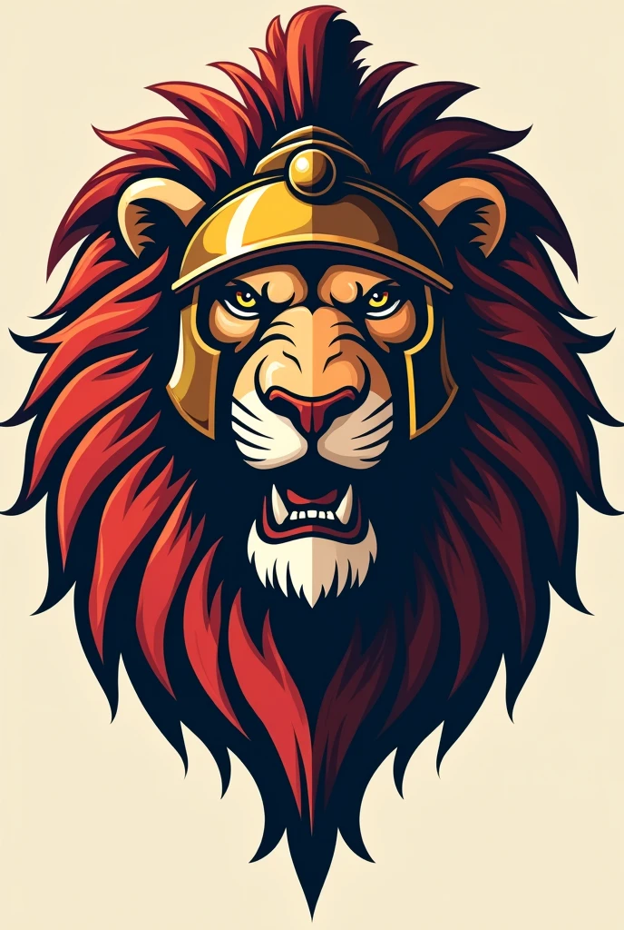Create a Lion head using Spartan Helmet, for logo icon, good face