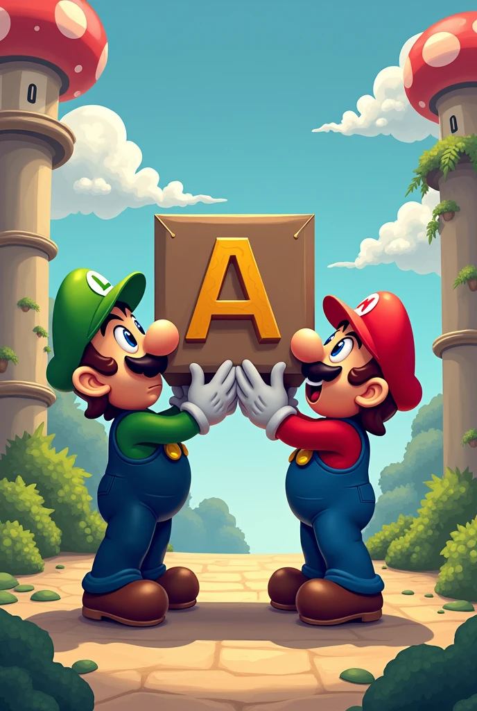Mario bros lifting a box with an A and C logo