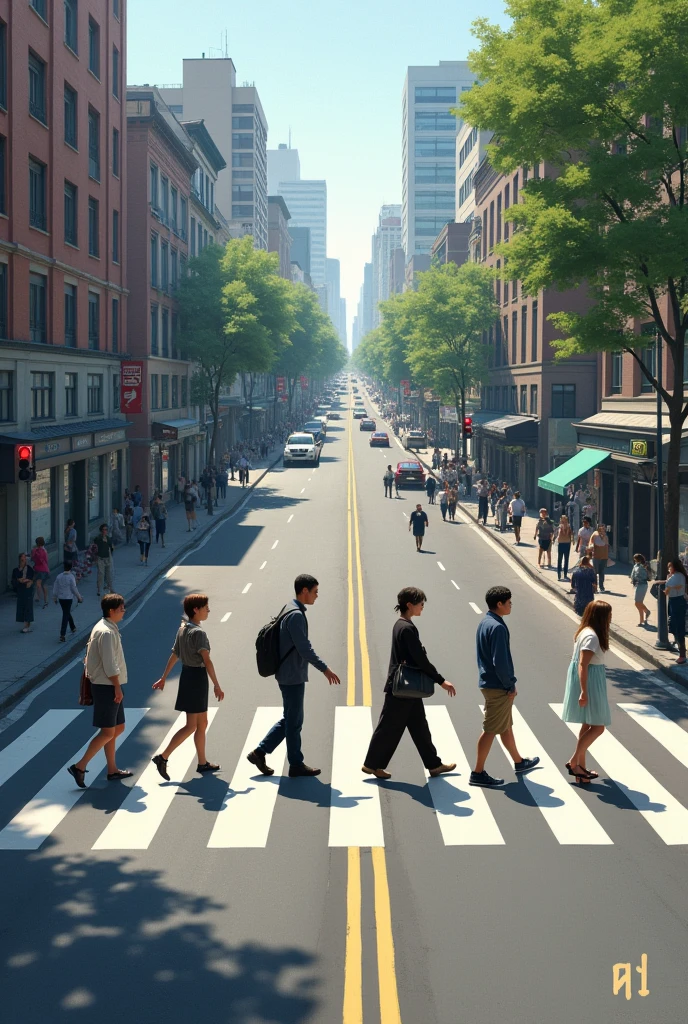 Make a pedestrian crossing by cutting an imaginary line (real)