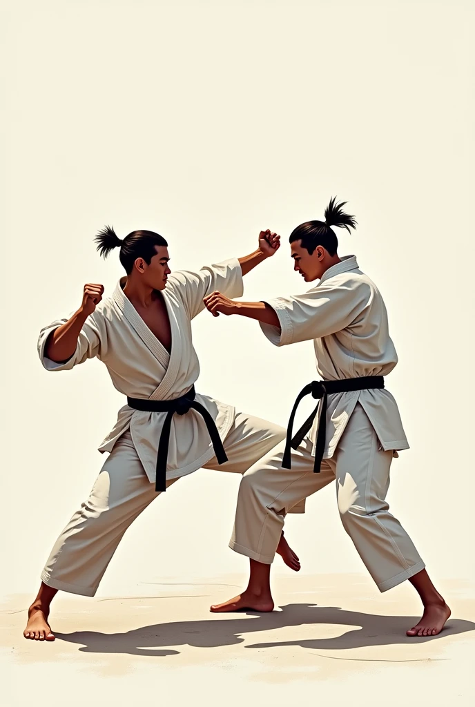 A simple image of a wkf karate fight , where one attacks with Tsuki and the other with uramawashi
