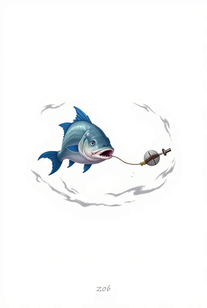 Create the image of the fish being caught on the hook