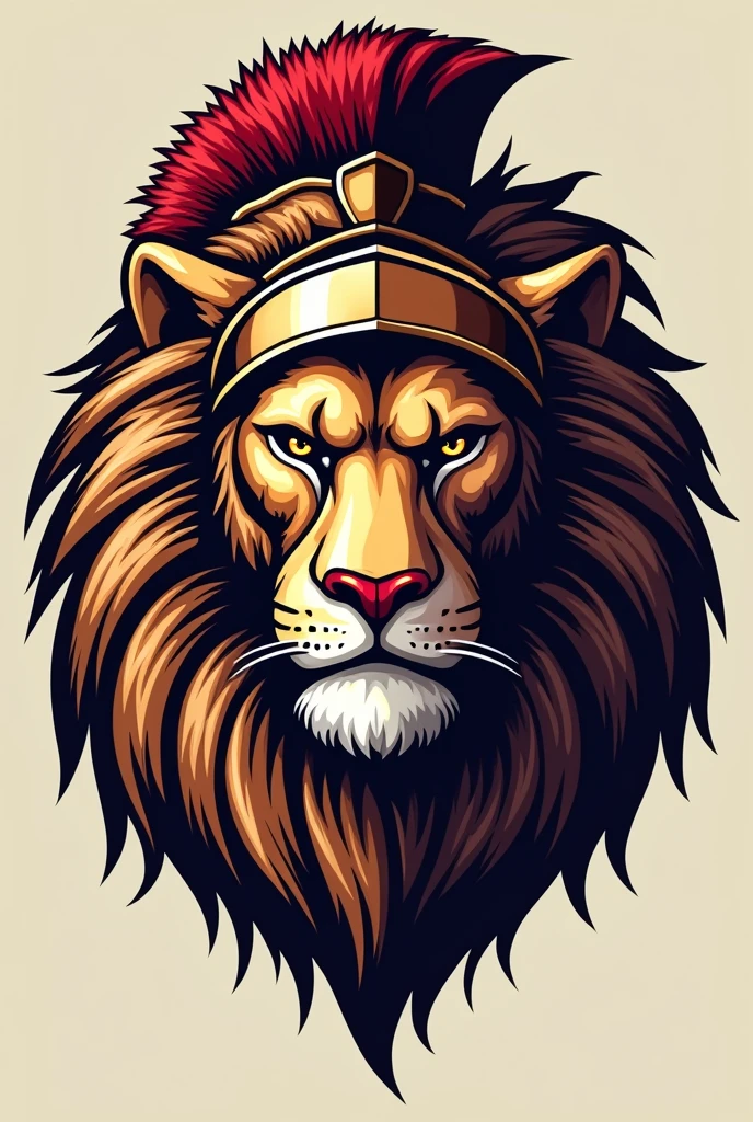 Create a Lion head using Spartan Helmet, for logo icon, good face