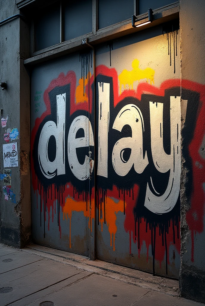 WALL GRAFFITIED WITH THE WORD "DELAY"