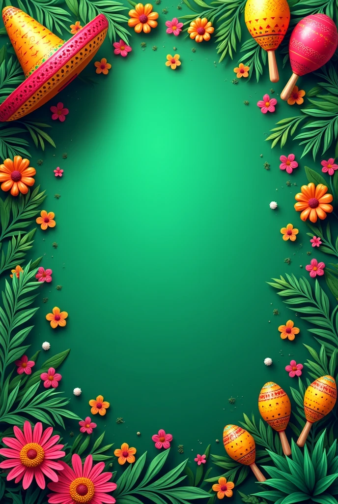 A background for a Mexican party invitation for 20th birthday medical students with a green background and region to put letters, Add more things related to Mexican tradition