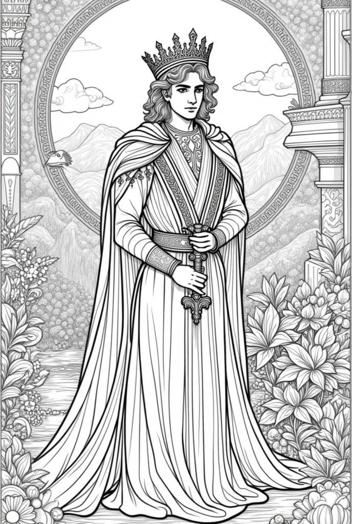 5 Coloring pages with a prince theme