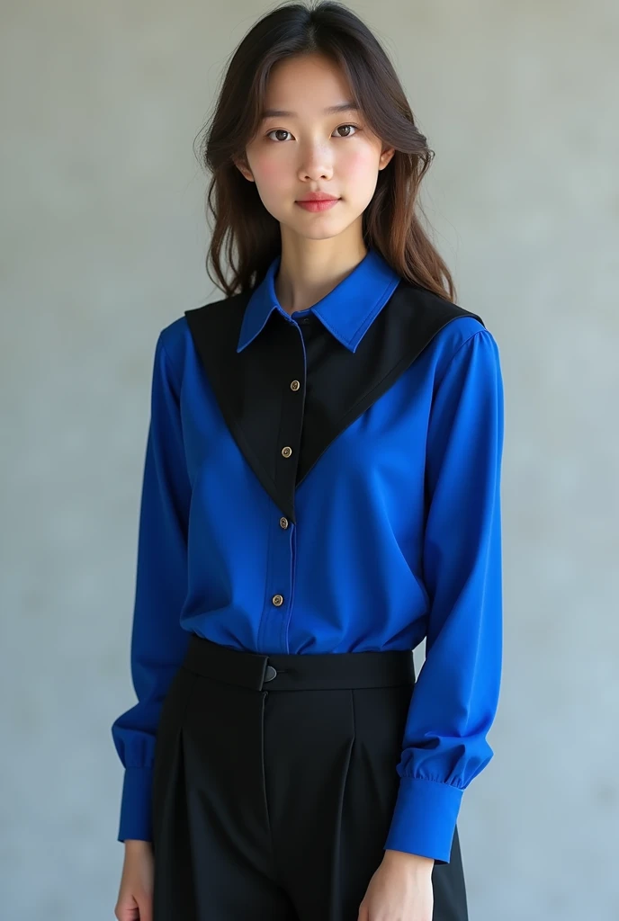 Blue and black school blouse