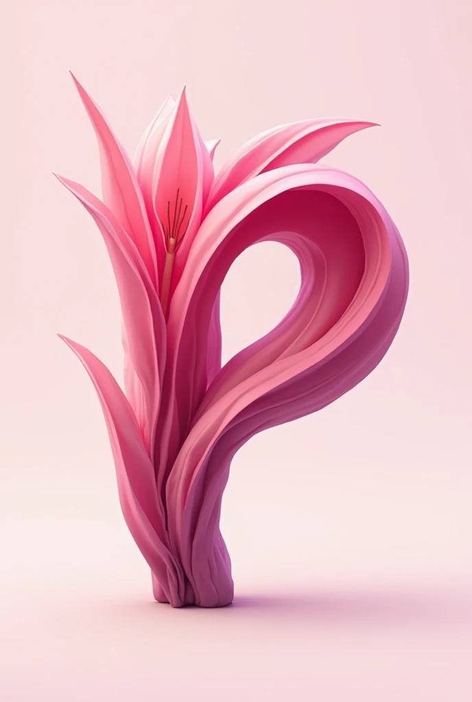 2D drawing of a pink tulip in the shape of the letter P