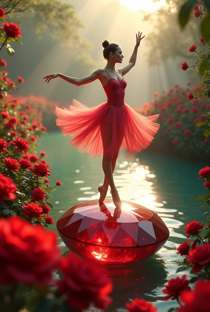 masterpiece,highres,1girl,fashion,romantic aura,love-tunnel,water lake,heart patterned dress,swan_bao<lora:PsycoRetroDystopia_Style:1>,<lora:perfect feet:1>,<lora:Perfect Hands:1>,