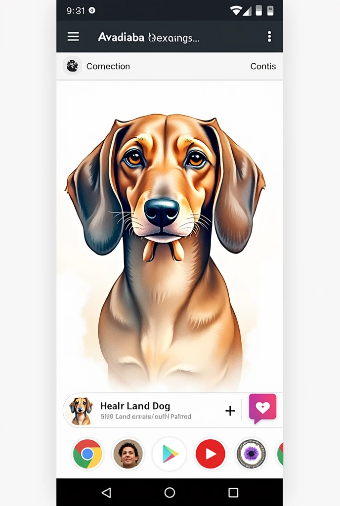 Realistic watercolor colored photo of a dachshund dog, replicate the hint image