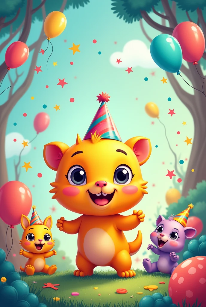 Jaret Jaramillo 1st birthday party invitation with Plim plim theme