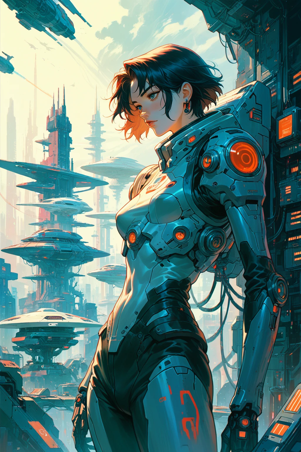 spaceship, intergalactic, approaching earth, dystopian, modern look, cyberspace, science fiction, 8k, Anime style, based on 90s anime