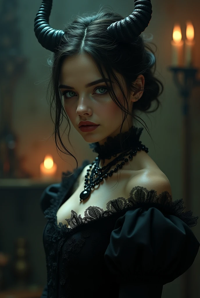 18 year old woman being the devil in 19th century clothing horror
