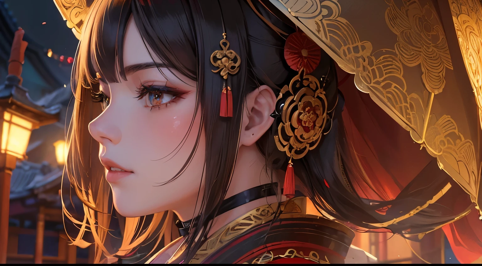A young woman wearing a shrine maiden's outfit, with short black hair, kneeling in a submissive pose in front of a grand, ornate Japanese temple, gazing with a defiant, mischievous smile, (best quality,4k,8k,highres,masterpiece:1.2),ultra-detailed,(realistic,photorealistic,photo-realistic:1.37),extremely detailed eyes and face,longeyelashes,highly detailed shrine maiden outfit,beautiful detailed eyes,beautiful detailed lips,intricate temple architecture,ornate details,dramatic lighting,moody atmosphere,cinematic composition