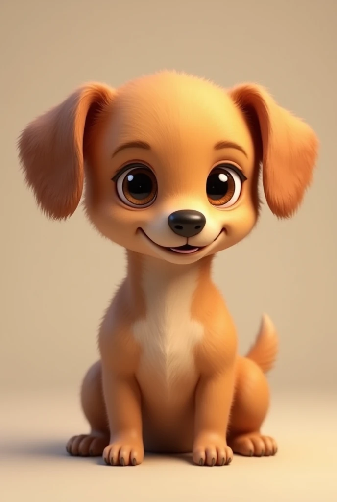 caramel mongrel dog mixed with a daschund, short hair, flat face