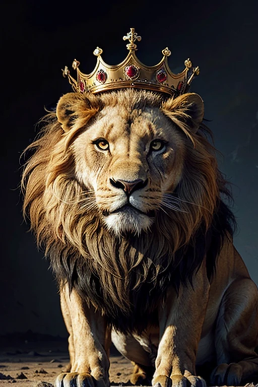 angry lion king of the jungle with crown