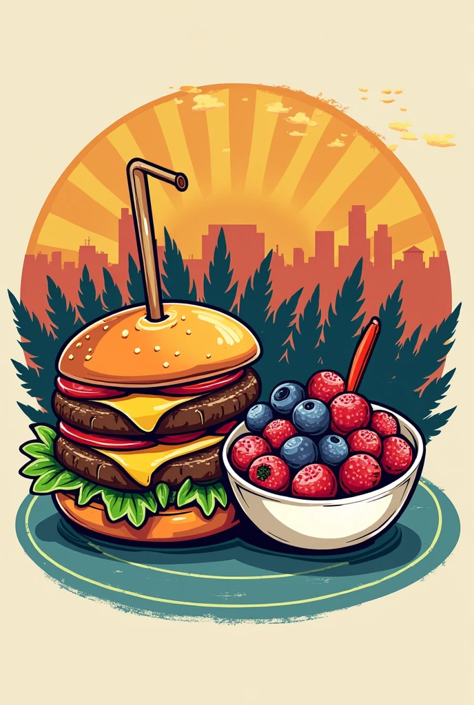 Create a logo for a food truck, with a photo of a hamburger and an açaí in the background, highlighting the sentence "Family Lanches" exactly like that the sentence