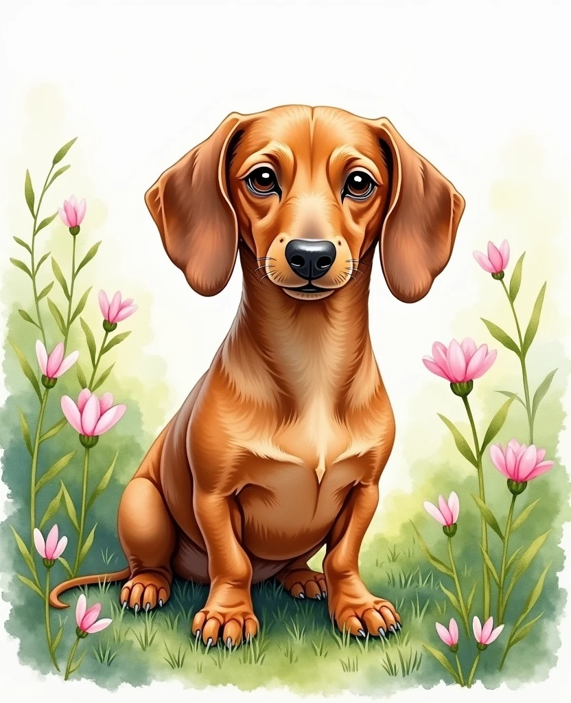 Watercolor photo dachshund