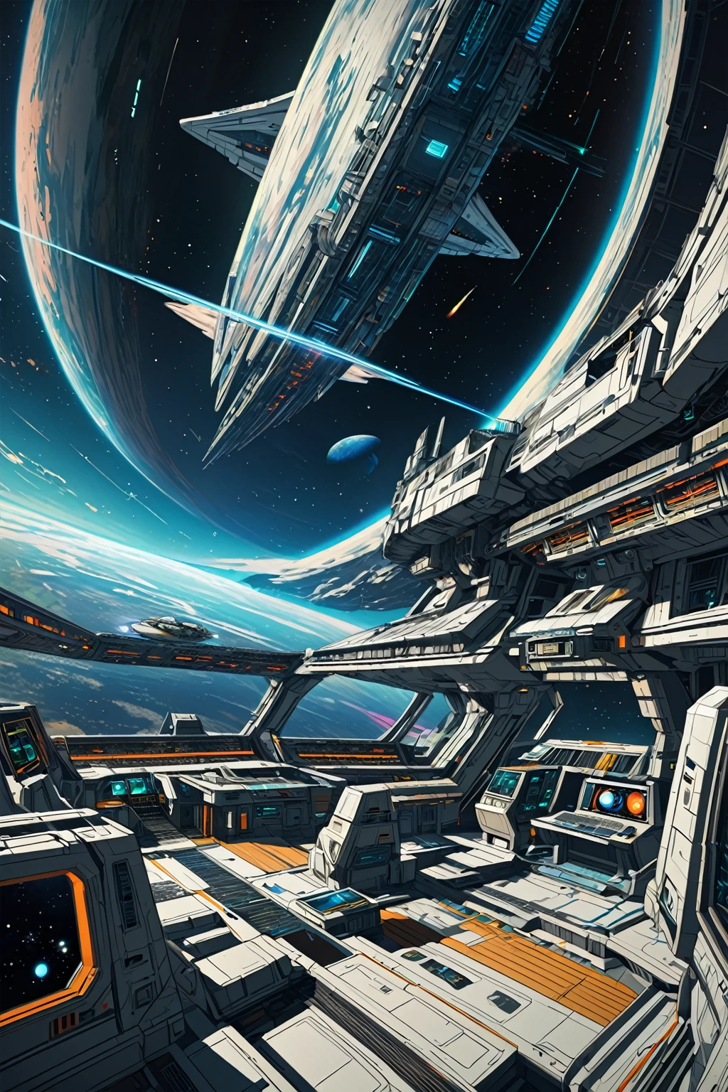 spaceship, intergalactic, approaching earth, dystopian, modern look, cyberspace, science fiction, 8k, Anime style, based on 90s anime