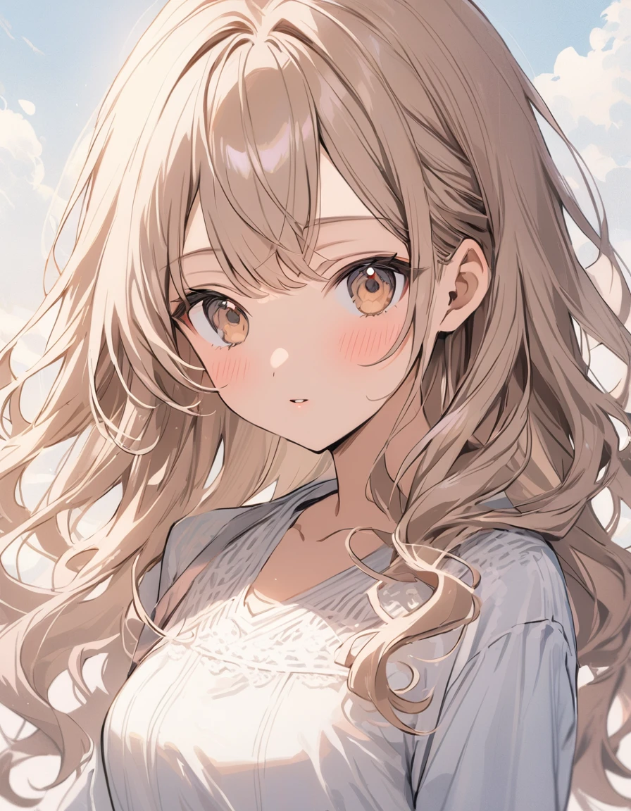 20 year old young woman, short, beautiful and lovely light brown skin long wavy hair