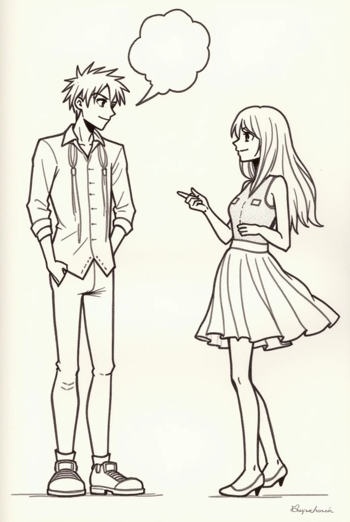 Create a drawing where one person asks another a question