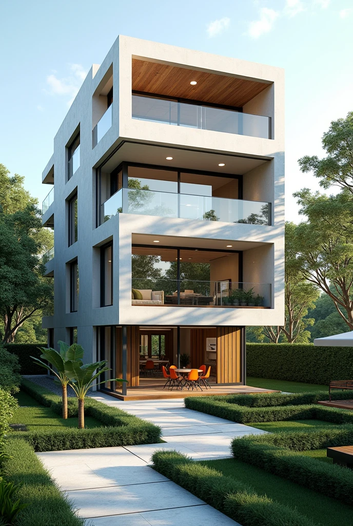 Four-level houses have garden morden