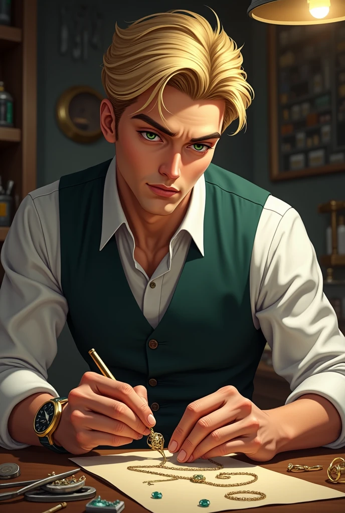 Blond Man with Green Eyes Jewelry Repair and Maintenance