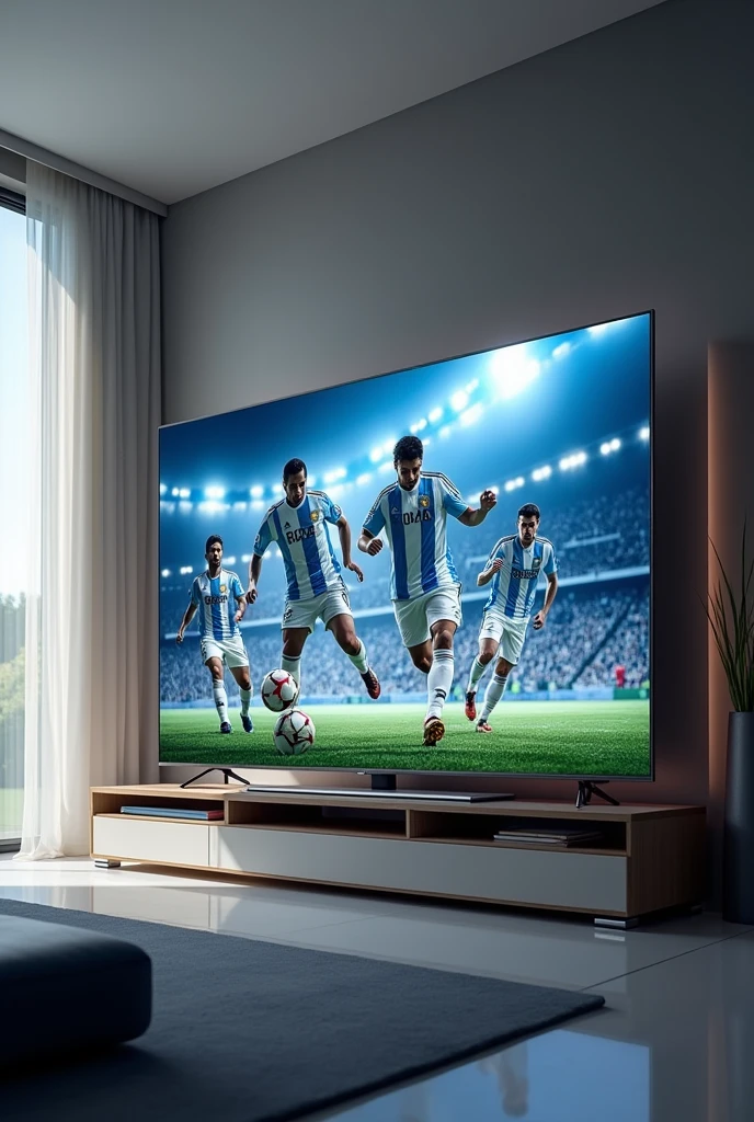 Advertisement for a modern television playing a match of the Argentine national team