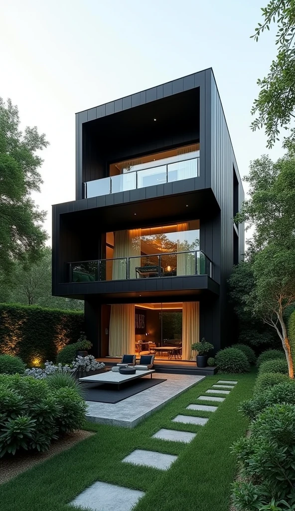 Four-level houses have garden morden black