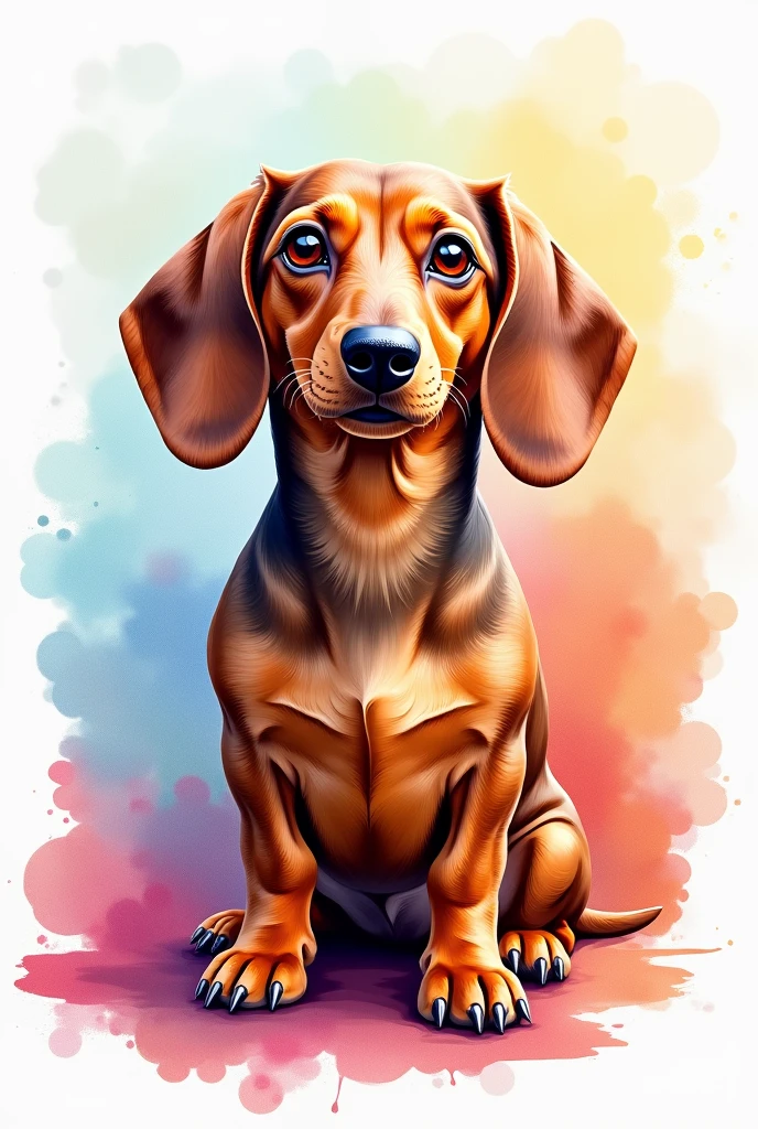 Realistic dachshund colorful watercolor painting