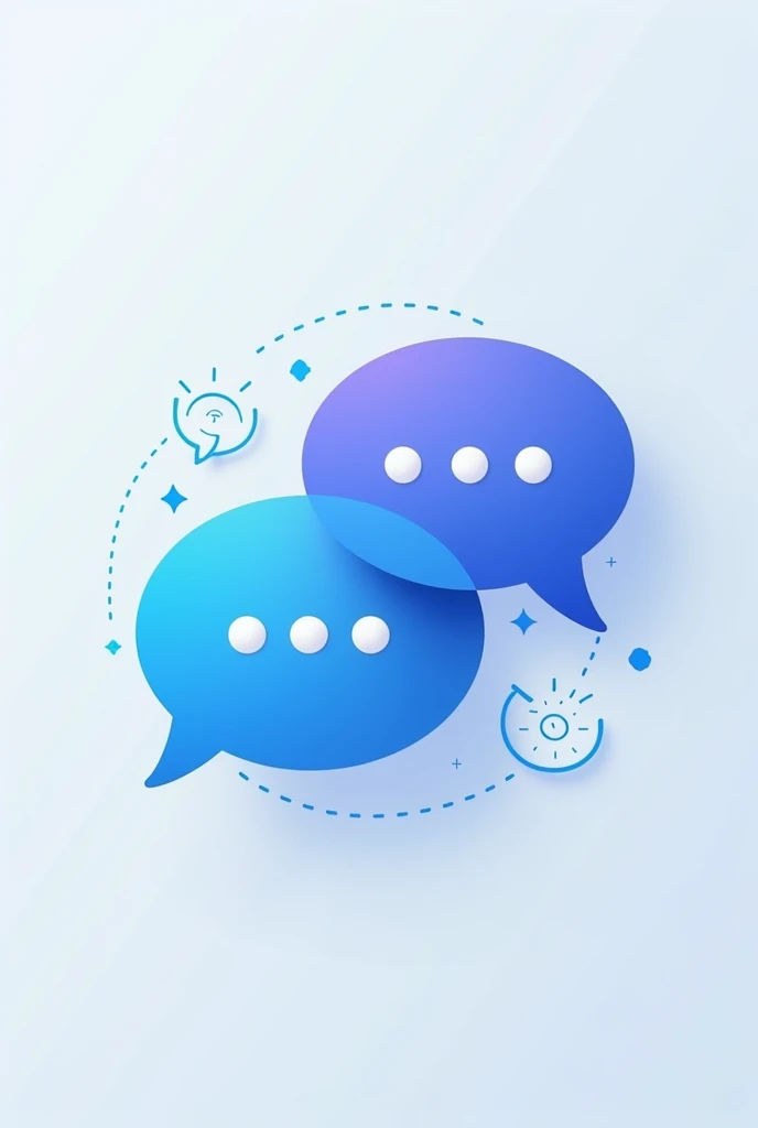 logo, 2 chat icons interspersed with a small clock icon, suggesting time savings and improved efficiency, artificial intelligence