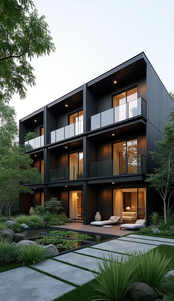 Four-level houses have garden japandi black