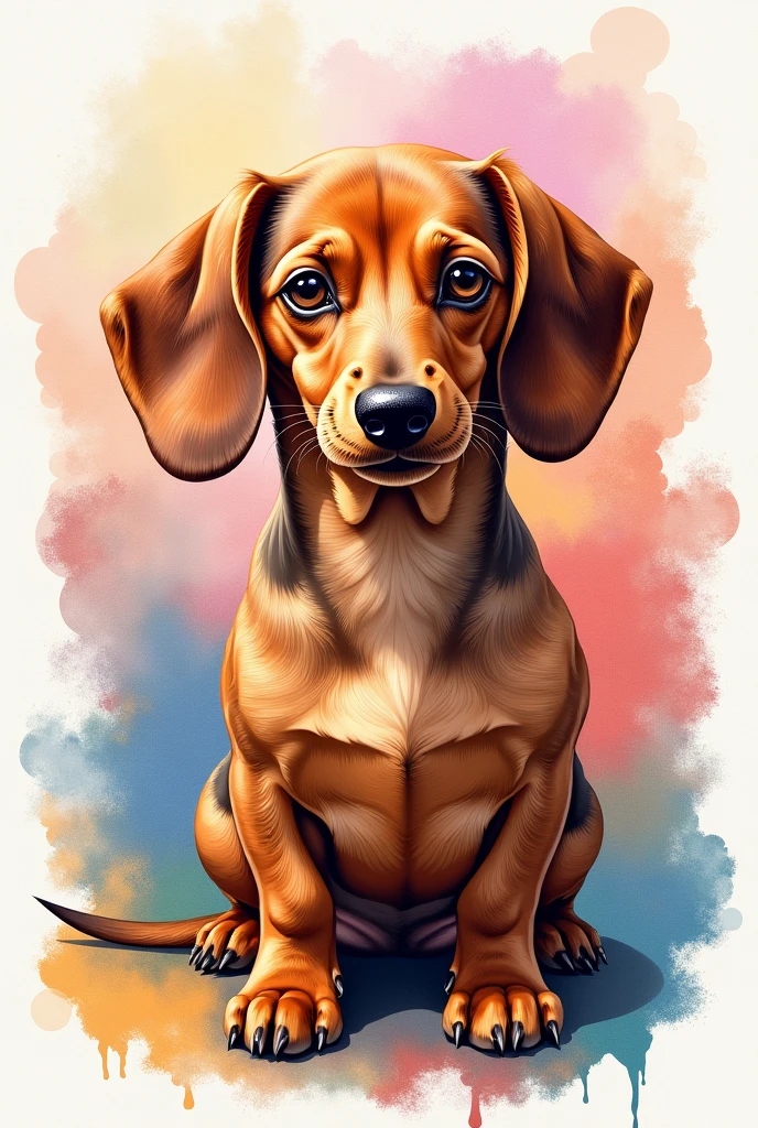 Realistic dachshund colorful watercolor painting