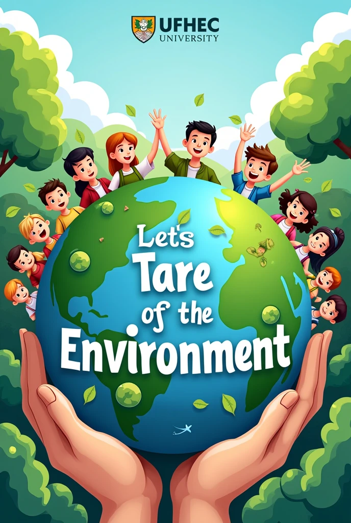 a school poster that says let&#39;s take care of the environment, I want them to put the logo of the UFHEC university on it