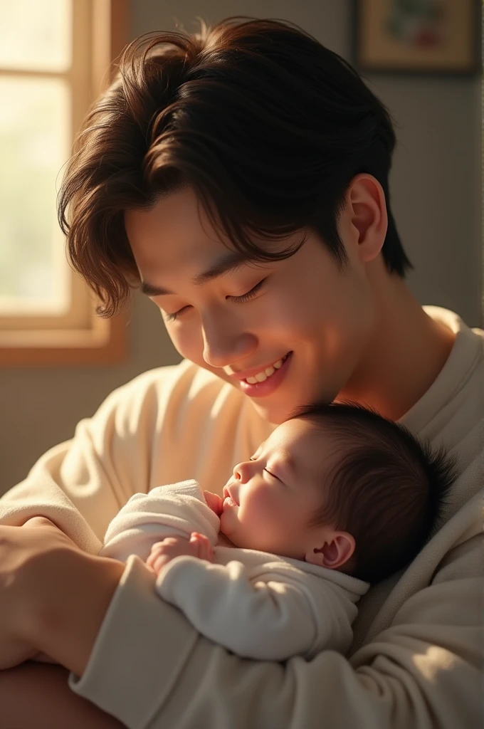 Create a picture of taeju with a baby 