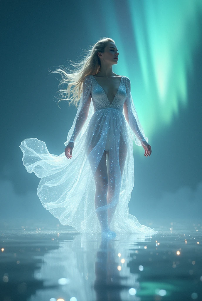 (masterpiece,Distinguished Quality,Mirror-like,Cinematic Experience,insanely detailed,absurdres),8k,wallpaper,(Ray Tracing),1 female,Full Body Shot,Beautiful woman,(The goddess of light is floating in the air:2.0),(front:2.0),(The female body is composed of white light particles:2.0),Portrait of the Goddess,fantasy digital art,(Cowboy Shot:2.0),(Super sexy:2.0),(Diffuse reflection of light:2.0),(The background is a beautiful aurora:2.0),(Beautiful Face,Detailed face,Beautiful skin texture:1.3,Beautiful Hair)