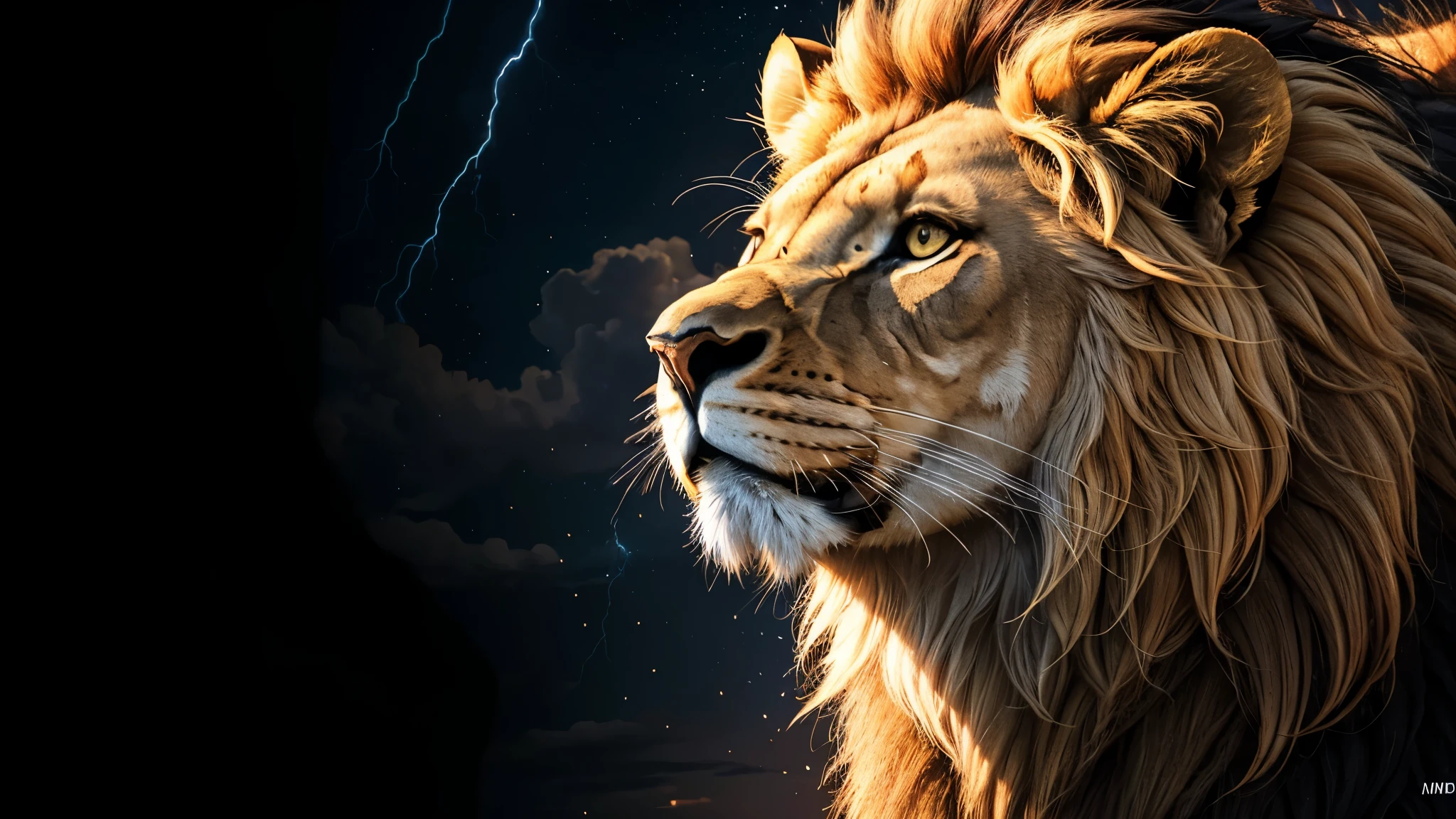 Lion, lions, Divine Lion, naturals, thunder, Realistic Lion, rey, realistic detailed, sunset light, sky, sol da noite, realistic detailed 16K, Eletricidade Detalhada 8k, Texturas realistas de 8k, Cores photorrealistic 8k, fire azul, realistic detailed Fire Bolt, sky Light Detailed, Power of thunder, Divine Realistic, golden crown, golden crown, golden crown, naturey, Linda, Rendering, photorrealistic, UltraHigh definition, 4K, detailed textures, thunder, detailed shadows, detailed colors, neon blue, blue light, lightnings, blue power, naturey Linda, Great Divine, peaceful face, naturalss, lightning, Electric power screw, detailed contrast, realistic contrast, high resolution, detailed colors, fire, villany, divine creature, 8k FullHD, realistic detailed, 16K, 8k, High definition, detailed contrast, realistic contrast, high resolution, detailed colors, fire, villany, divine creature, 8k Realistic Lion Face, Beauty Lion, beauty nature, realistic detailed, posh, elegance