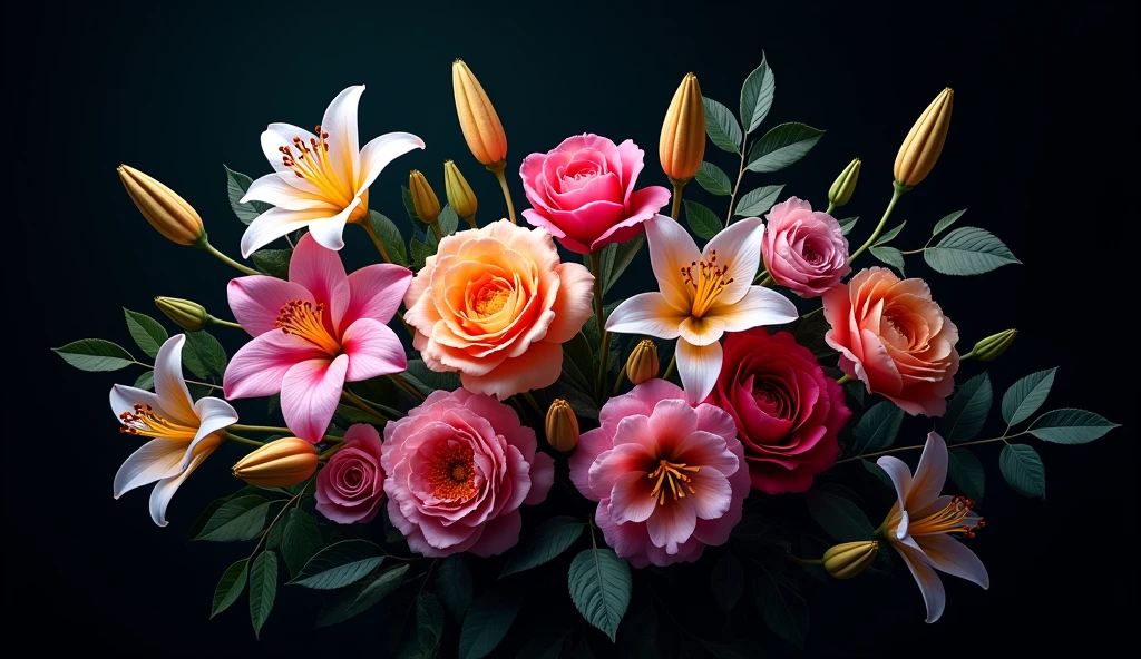 Floral black background, High Resolution,