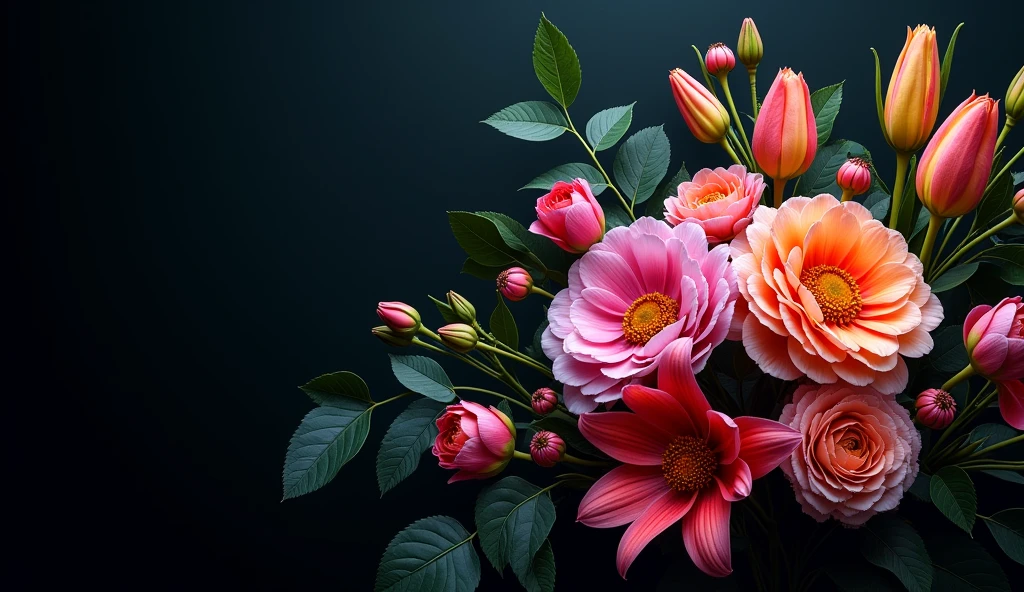 Floral black background, High Resolution, 
