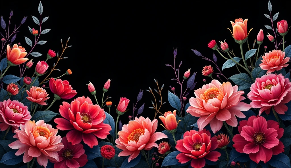 Floral black background, High Resolution, 