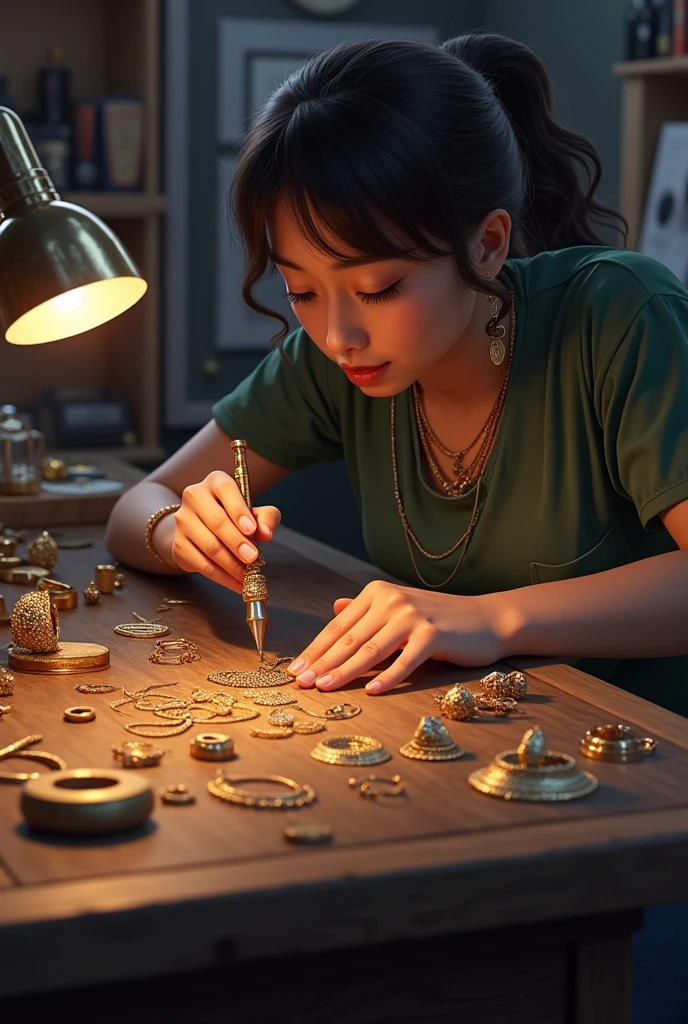 Soldering rings and earrings on goldsmith tables