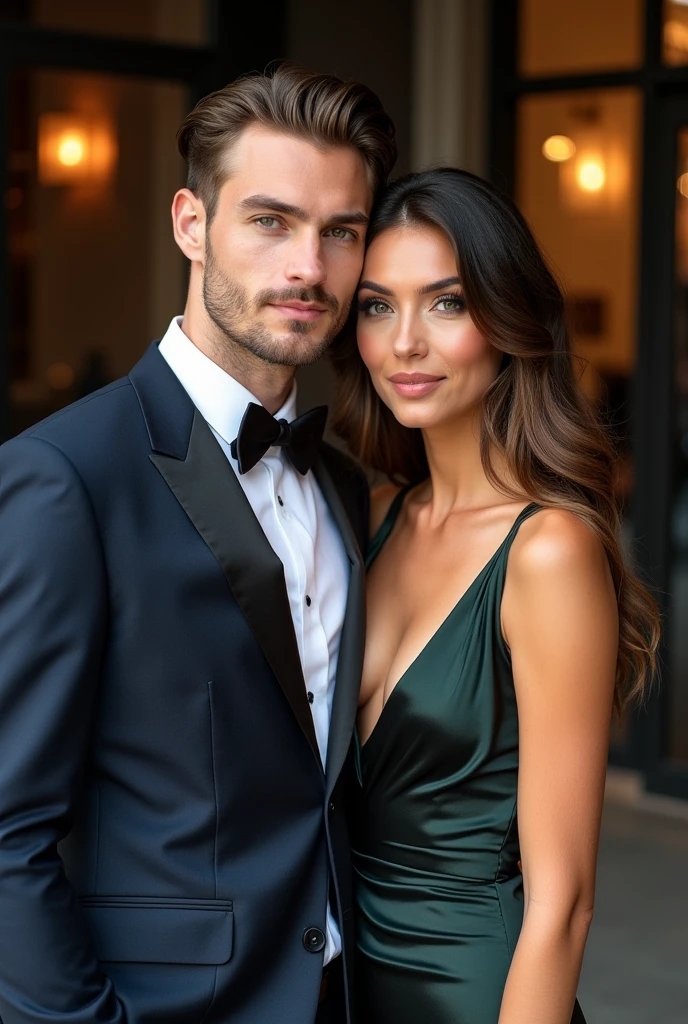 handsome guy  with his beautiful girlfriend realistic photo 