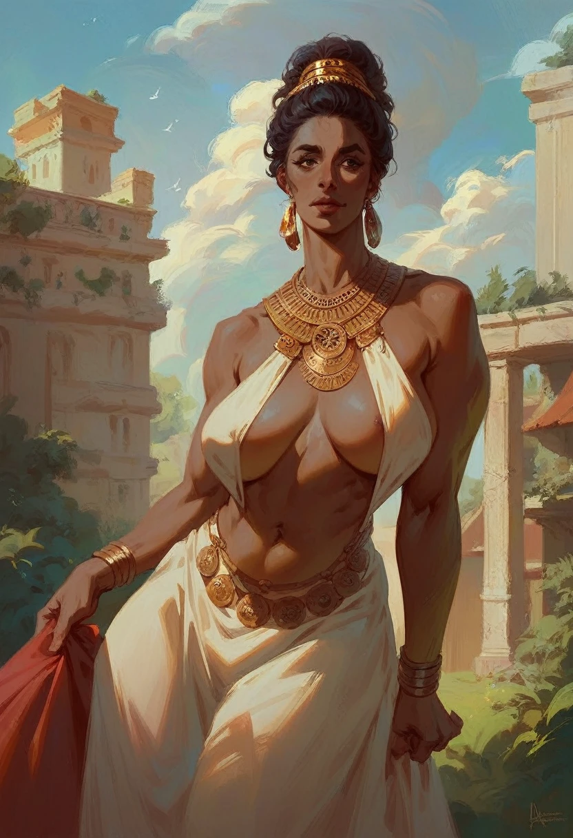eautiful gorgeous fertile female mature milfy mommy, ancient Greek Athenian mommy, at the market in ancient Athens