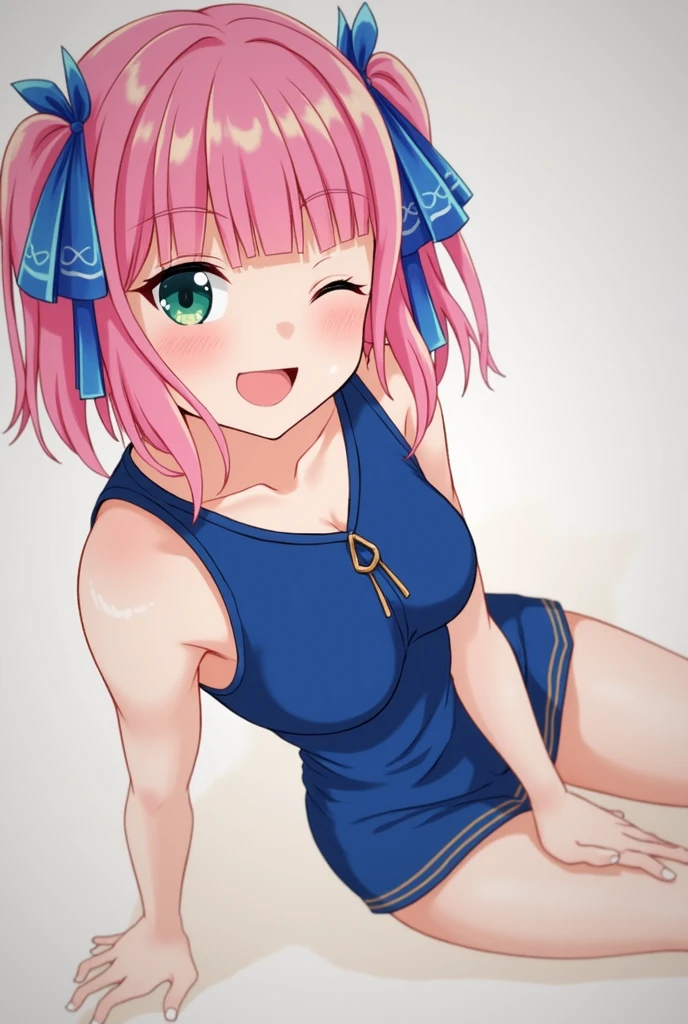 best qualityer, insanely detaileda, Nakano nino, breastsout, blush, kitten, ssmile, happy eye, NSFW, Kale,bangss, Pink_body hair, blind_bangss, body hair_ornament, borboleta_body hair_ornament, cinta, blackw_cinta, cerulean_eyeballs, blush, body hair_cinta, twintails, far away_body hair