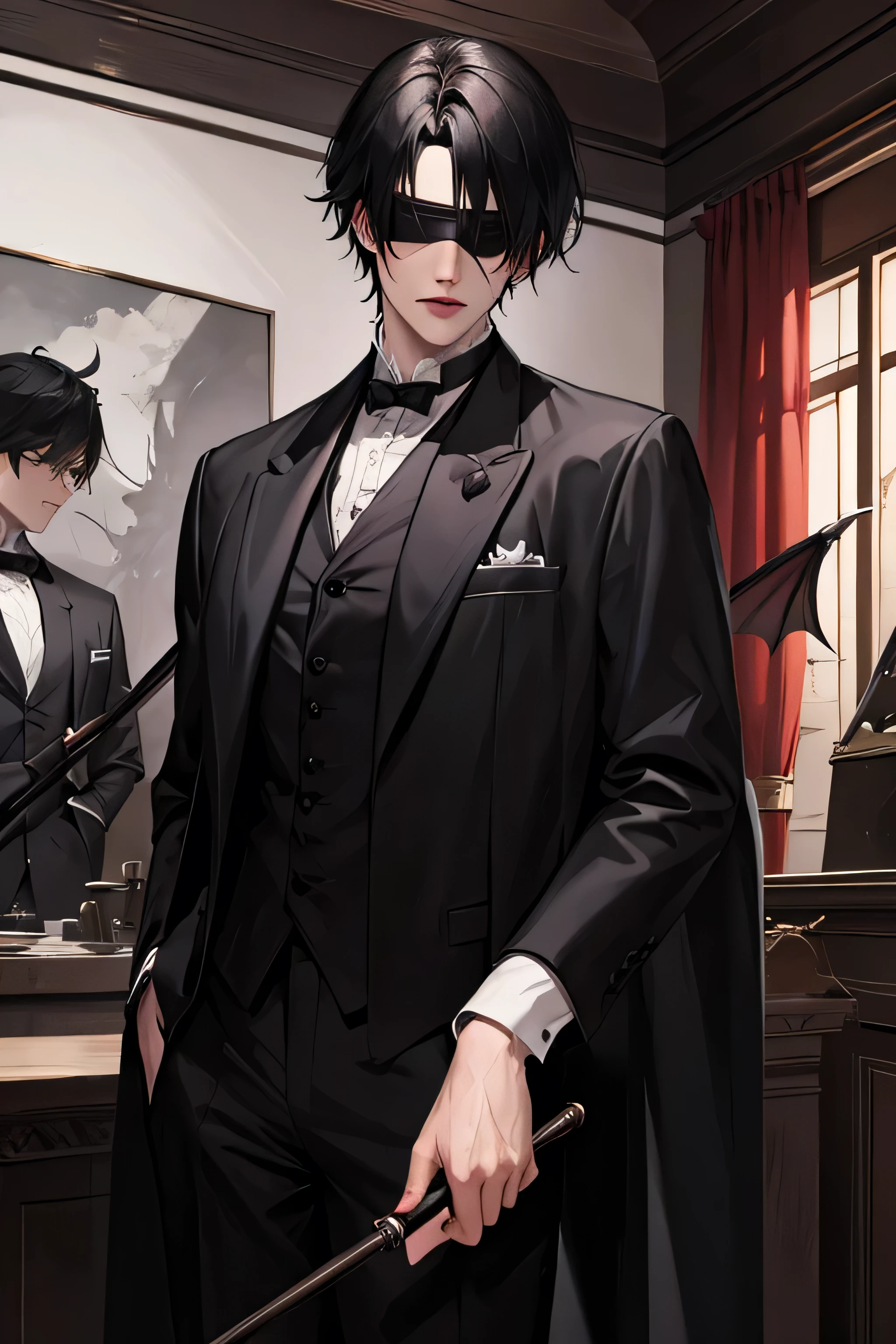 Anime - style image of a man in a suit and tie holding a sword - SeaArt AI