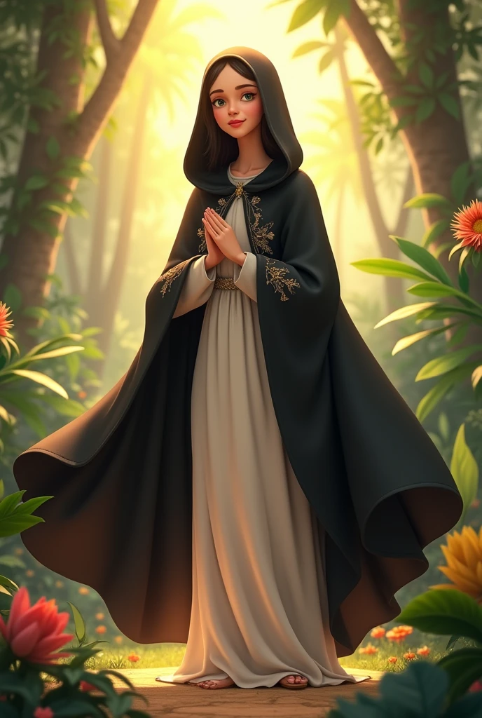 Animated Santa Rosa de Lima add a black cloak
