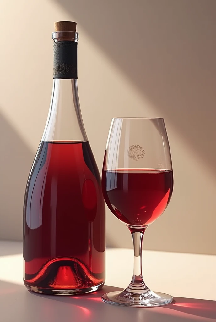 a bottle of wine and its respective glass