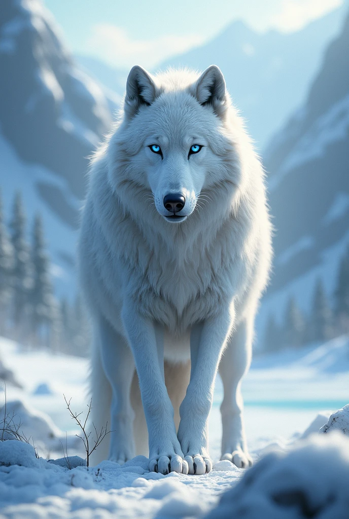 White wolf with blue eyes