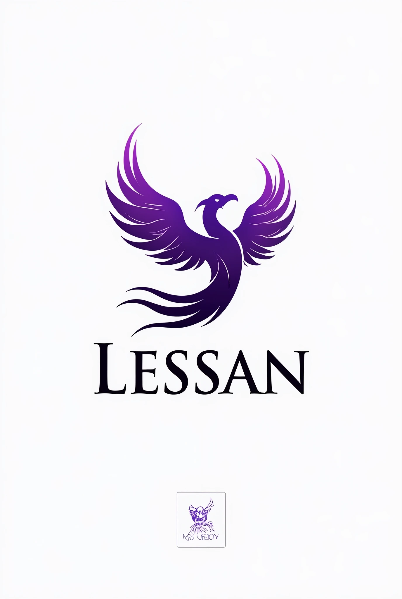 Create a logo with the word in mind "Lessan", the color purple and a phoenix of the same color, The word can be in capital letters or simply a symbol
