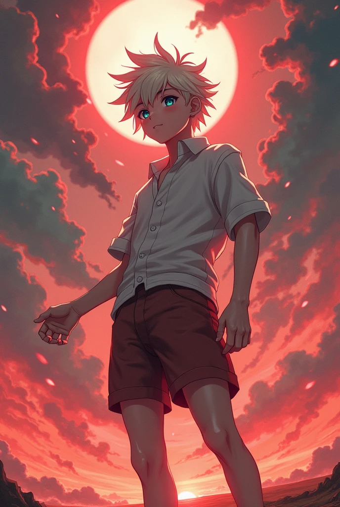 Albino anime boy showing his anus