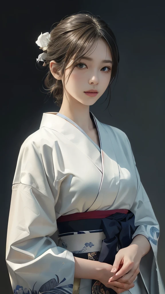 photorealistic painting, ultra-high resolution
(Highly detailed, intricately rendered)
(Masterpiece, a work of art)
Dynamic lighting, capturing the subtle nuances of the subject
(Detailed face, every feature delicately rendered)
Pristine white kimono, delicate collar, and obi belt
(Hands gracefully placed, a sense of tranquility)
Gently raised brush, ink delicately flowing
(Expressing the soul of the artist, a true representation of Maeda Kanji's style)
(Top-quality, a testament to the artist's skill)
Ultra-detailed,(Japan's most beautiful girl),Beautiful Eyes,